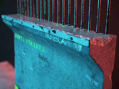 Bridge Concrete Barrier Low-poly 3D model