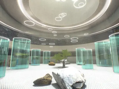 G0009 Virtual-Reality Art Gallery Circles 3D model