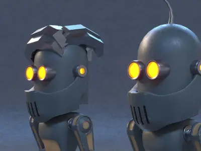 Robot three robots Low-poly 3D model