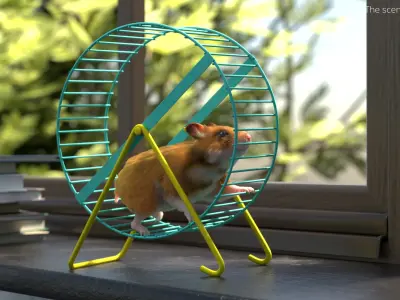  Golden Hamster Fur Rigged For Blender Animated Set 