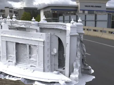 Shop wall ruined stone 3D model