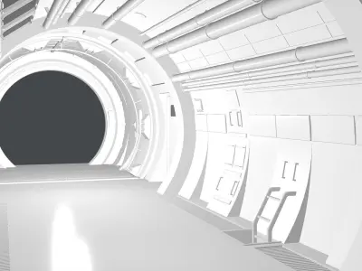 Scifi 3D Interior Corridor Lowpoly Low-poly 3D model
