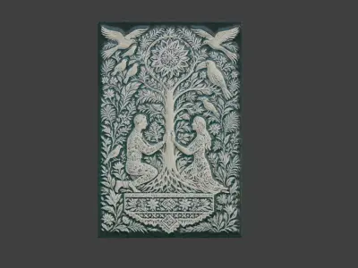 Sacred Tree of Life Relief Low-poly 3D model