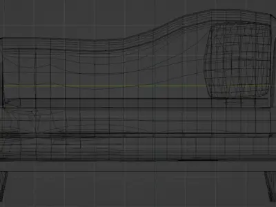 Red sofa Low-poly 3D model