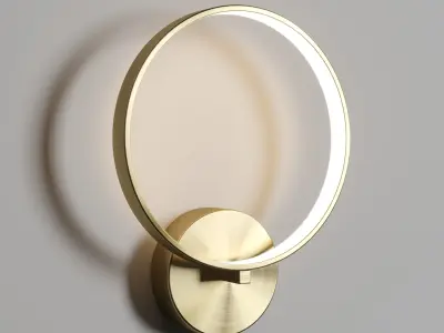 Claire - Circular Copper Wall Lamp black  gold Low-poly 3D model