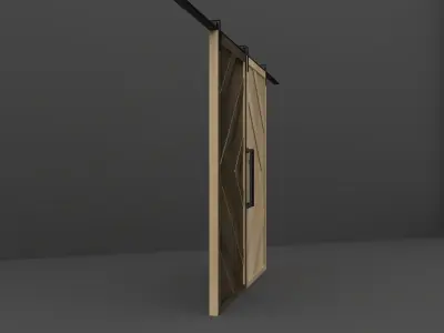 Sliding Wood Door 3D model