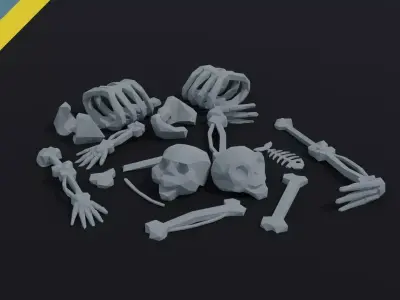 Cartoon bones Polygonal Style Low-poly 3D model