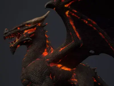 Stylized Lava Dragon Low-poly 3D model