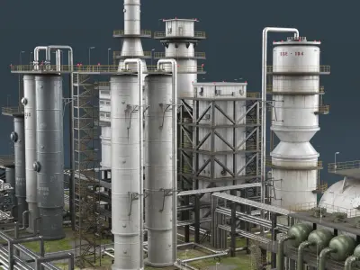  Fuel Processing Factory with Chimney Pipe 