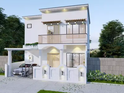 2 Floor House Design Bohemian Style Full Interior  3D model