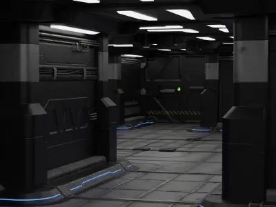 Sci Fi Modular Interior 1B Low-poly 3D model