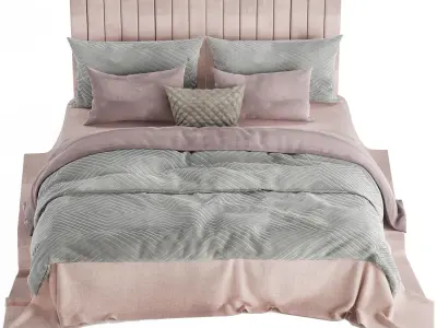 light color and Velvet bed set 3D model