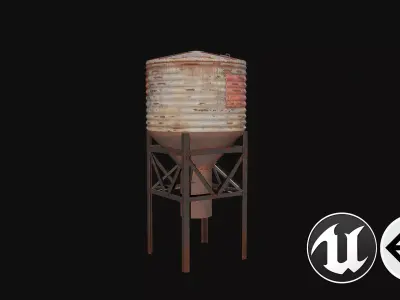 Reservior 2 water silo Low-poly 3D model