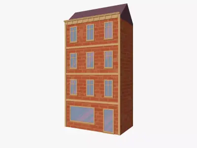 Cartoon Building 4 Low-poly 3D model