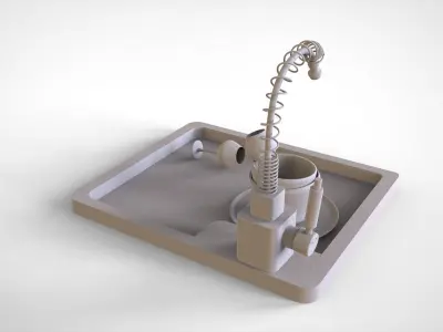 faucet kitchen sink 3D model