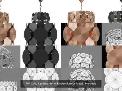 797 Circo Lightstar Collection of Modern Lamps Metal 3D Model Pack