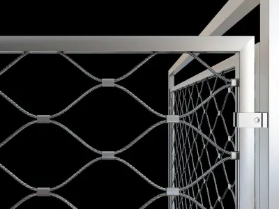 Steel railing with rope system 3D model