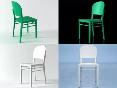 Chair a four different colored chairs 3D model