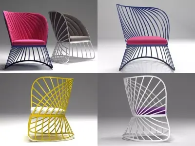 Sol two chairs with cushion 3D model