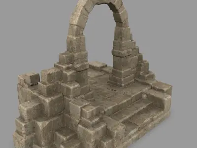gate 3 stone archway Low-poly 3D model