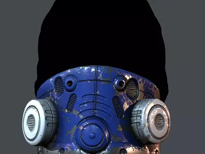 Gas mask helmet 3d model scifi Low-poly  Low-poly 3D model 496