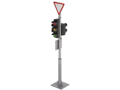 Traffic lights and road signs 1 Low-poly 3D model