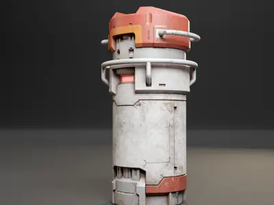 Push Unlock Sci-fi Canister Low-poly 3D model
