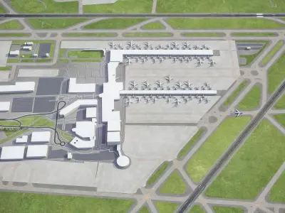 Brussels Airport Low-poly 3D model