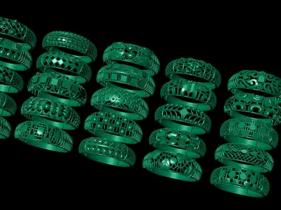 100 Light Weight  Ladies Rings 3D print model