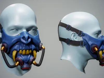 Cyber Mask 01 Low-poly 3D model