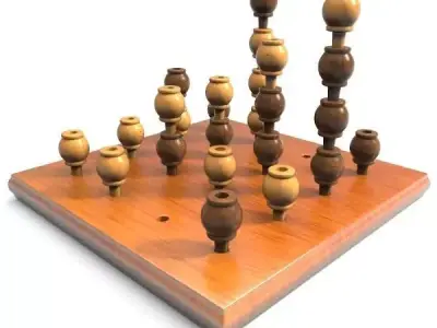 Gomoku 3D wooden chess board 3D model