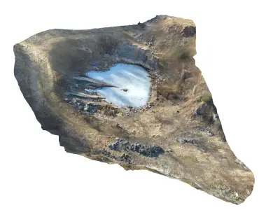  Frozen quarry lake Low-poly 3D model