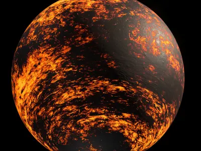 Lava Planet 02 - 8k PBR Low-poly 3D model