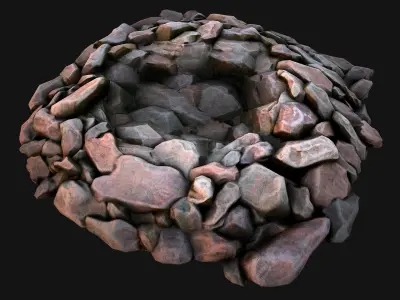 Stone and Rocks Mineral Ore Deposits Pile  Low-poly 3D model