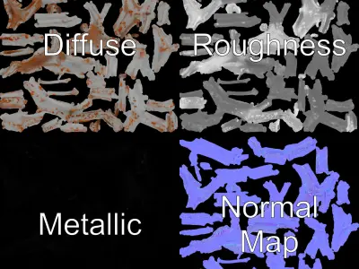 Geometric Wireframe Model Pack with Rusty Texture Low-poly 3D model