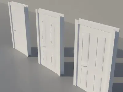 White  3 Door 3D model Low-poly 3D model