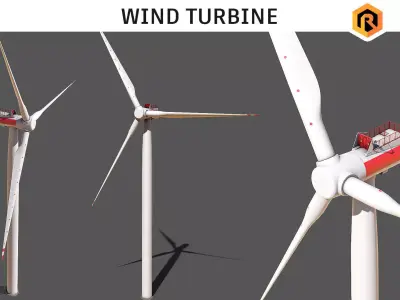 Wind Turbine Low-poly 3D model