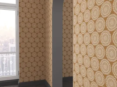 WallDeco-Life-var-93 room with wallpaper and arched window 3D model