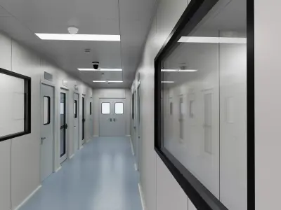 Modern Hospital Cleanroom Laboratory Corridor 3D model