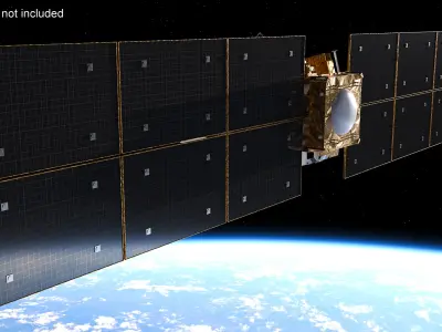  Space Satellite Equipped with Solar Panels 