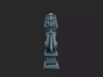 Stylized Lion Statue Low-poly 3D model