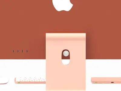Apple iMac 2023 Orange 3D model