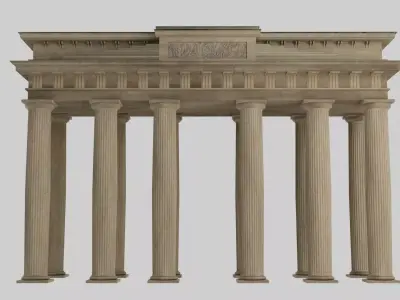 Classical doric temple door Low-poly 3D model