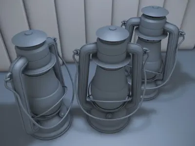 Old Glass kerosene Lamp 3D model