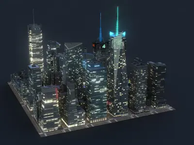  Manhattan District Times Square A Night Low Poly 