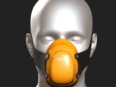 Gas mask respirator scifi futuristic 3d  Low-poly 3D model
