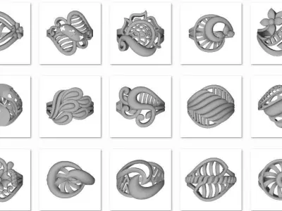 48 Ladies Light Weight Rings Bundle 3D print model