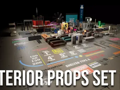 Interior Props Set 01 Low-poly 3D model