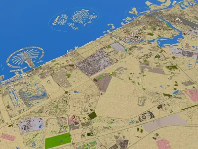 Dubai Sharjah Ajman Cities Oct 2020 Low-poly 3D model