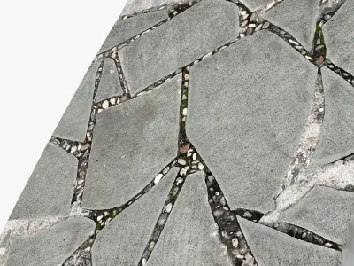 Walkway composed of flat floor tiles and stones 3d scan 3D model